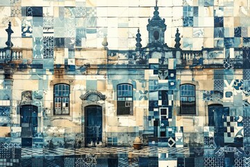 Contemporary Art Collage of Traditional Portuguese Azulejos

 - obrazy, fototapety, plakaty
