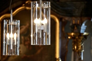 Closeup shot of a ceiling light with multiple light bulbs in it
