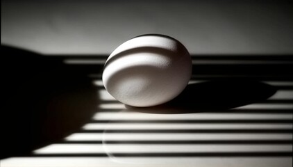 Grayscale closeup of a shadow on an egg