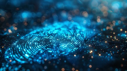 Fingerprint scan. Biometric identity concept. Digital image of fingerprint authentication - obrazy, fototapety, plakaty