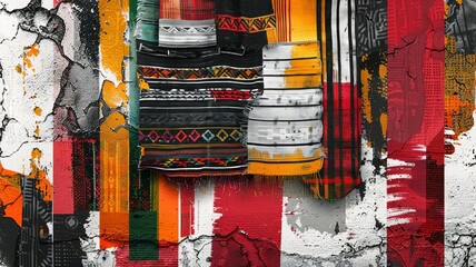 Contemporary Art Collage of Traditional Mexican Serape Patterns

 - obrazy, fototapety, plakaty