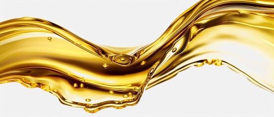 Captivating waves of golden liquid oil flow and swirl, creating a visually striking and dynamic display of light and movement.