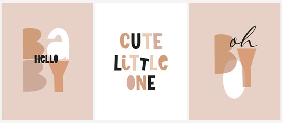 Baby Shower Prints. Hello Baby. Cute Little One. Oh Boy. Cute Handwritten Slogans ideal for Card, Wall Art, Baby Boy Welcome Party. Kids' Room Decoration. Hand Drawn Nursery Art. - 776008272