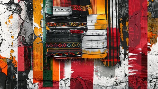 Contemporary Art Collage of Traditional Mexican Serape Patterns

