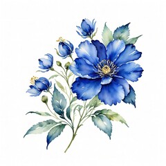 watercolor Spring flower collection. Spring Floral Bouquet flower Watercolor Blue Flower Blooming
