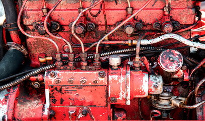 Old tractor diesel engine