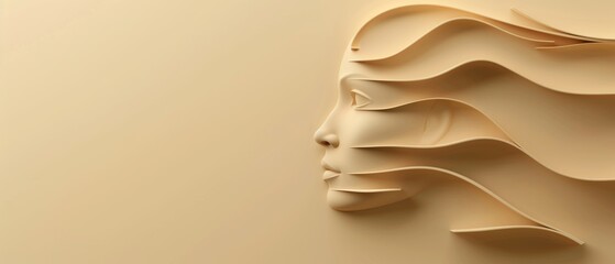 A 3D silhouette of a human head with an empty space where the brain should be, symbolizing the feeling of hollowness and detachment in depression - obrazy, fototapety, plakaty