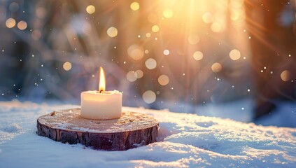 Warm Candlelight on a Frosty Winter's Evening, Copy Space