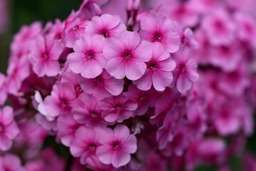 Closeup shot of pink fall phlox flowers