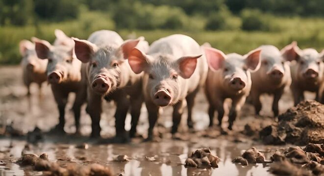 Pigs in the mud.