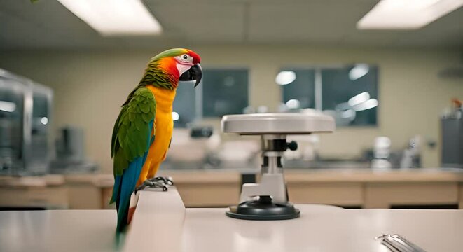 Parrot in the veterinary clinic.