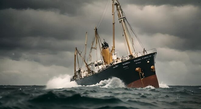 Titanic at sea.