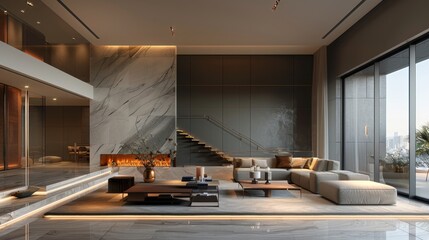 Obraz premium Generate an image showcasing the modern and opulent features of a luxury apartment