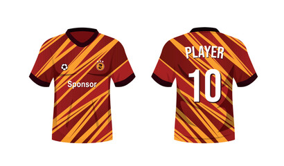 Soccer jersey sport t-shirt design. Front and back view soccer uniform. Sport shirt mock up. Vector stock	
