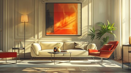 Illustrate a modern and elegant apartment room