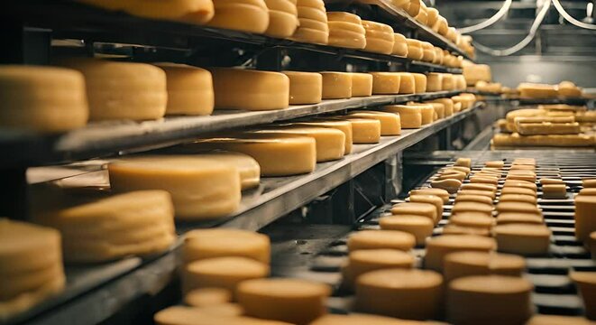 Interior of a cheese factory.