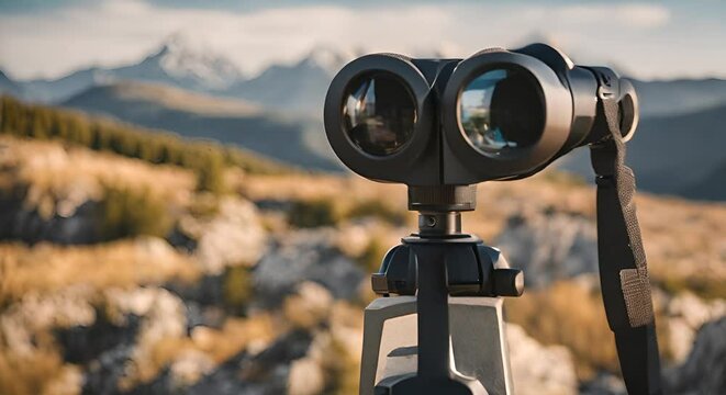 Binoculars in the mountains.