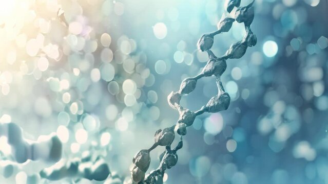 rendering of DNA double helix structure with bokeh background. Biotechnology and science concept