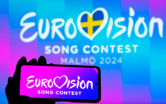  Eurovision Song Contest 2024  logo seen displayed on a smartphone