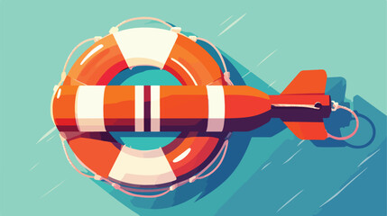 Torpedo buoy lifeguard icon Flat design of swimming - obrazy, fototapety, plakaty