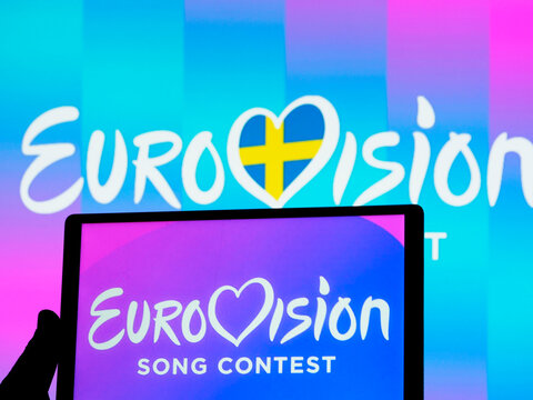  Eurovision Song Contest 2024  logo seen displayed on a tablet