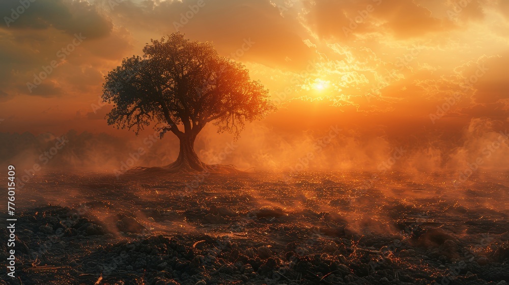 Poster changes in the ecology concept tree forest drought and forest rejuvenation