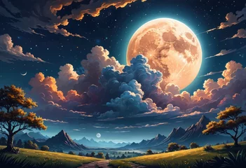Poster A captivating night sky landscape unfolds  © SnehaUniverse