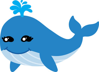 cute whale cartoon, sea animal