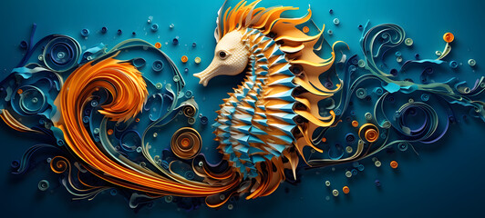 paper quilling seahorse, ai generative