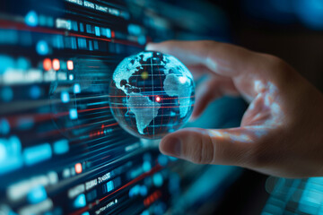 The globe on virtual screen