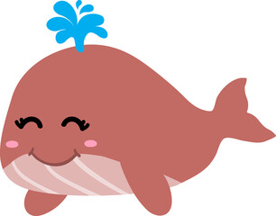 cute whale cartoon, sea animal