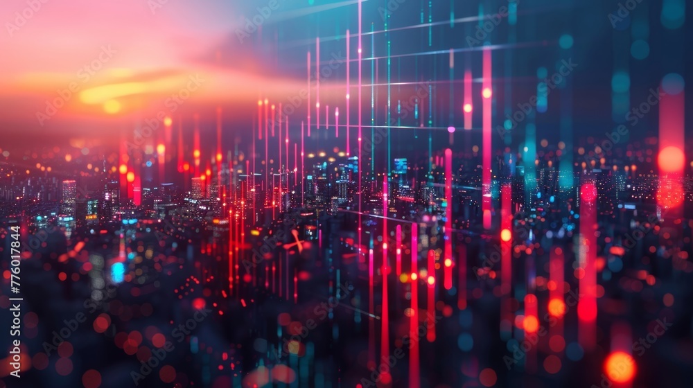 Poster the visualization of a stock market investment trading graph background serves as a snapshot of the 