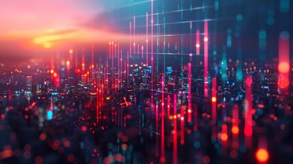 Fototapeta premium The visualization of a stock market investment trading graph background serves as a snapshot of the dynamic international financial landscape. Machine-generated.