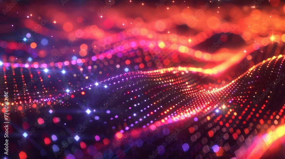 Poster create a digital technology-themed backdrop with softly glowing lights and dynamic animations, inspi