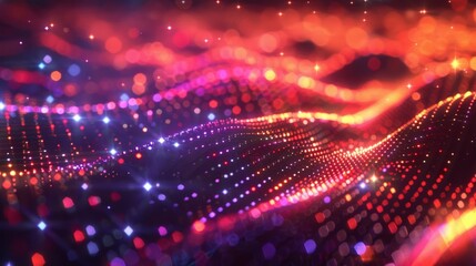 Obraz premium Create a digital technology-themed backdrop with softly glowing lights and dynamic animations, inspired by clean, modern design aesthetics.