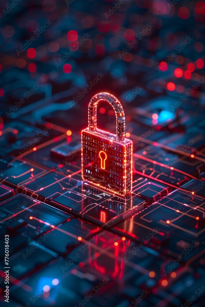 Poster concept of protecting personal information and ensuring online privacy through robust cybersecurity 