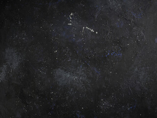 Abstract dark background, stylized as a night starry sky. Splashes of drops of paint.