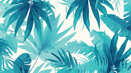 Fototapeta na wymiar Tropical palm leaves Endless Background 2d flat car