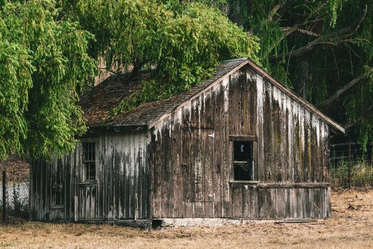 Old wooden barn in a rural area