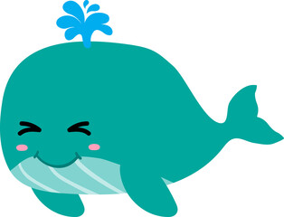 cute whale cartoon, sea animal