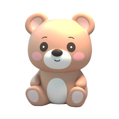 teddy bear cartoon 3d icon isolated on white