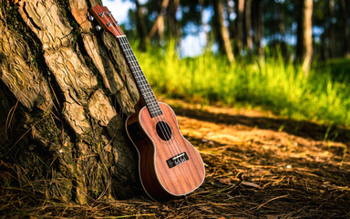 acoustic guitar on the grass