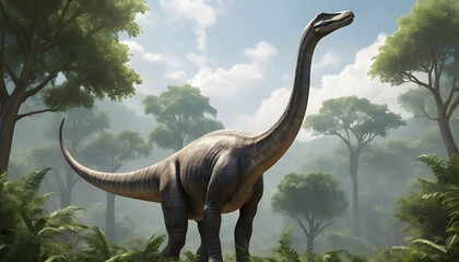 Brachiosaurus-Towering-Above-The-Treetops-A-Maje- 2 - obrazy, fototapety, plakaty