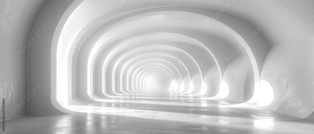 Aufkleber Tunnel in white. Rendering in 3D