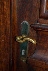 Wooden door handle in the Mannheim Baroque Palace in Germany