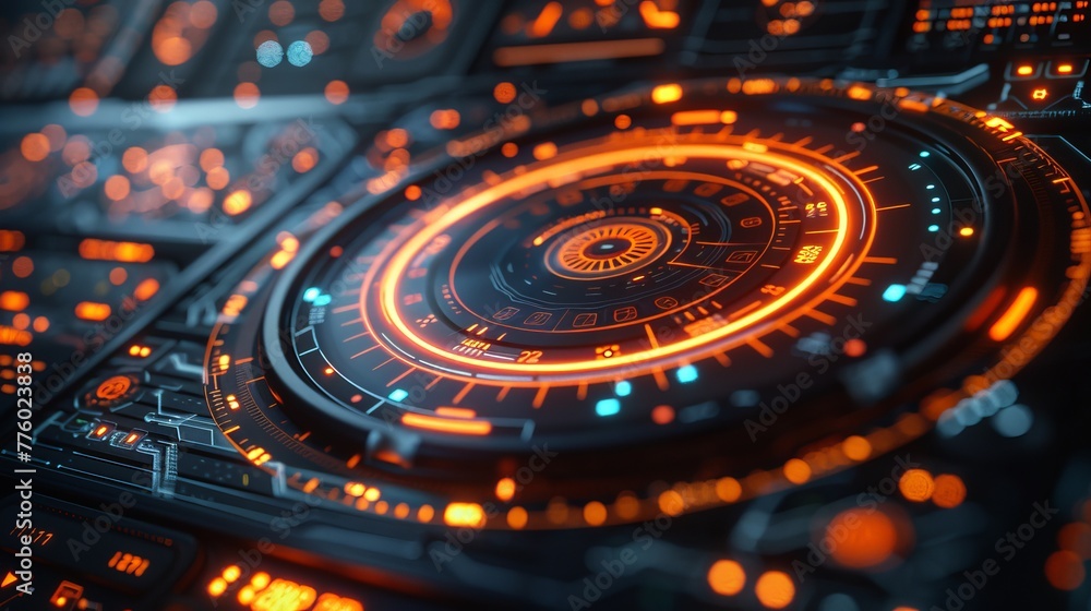 Poster Graphical user interface concept with a head-up display (HUD).