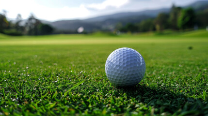 Obraz premium Golf ball on the grass on the golf course. Golf club