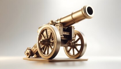 Classic Artillery Cannon: 3D Rendered Digital Illustration, Cartoon Cannon Illustration: 3D Rendered Weapon Icon, 3D Rendered Digital Illustration: Cartoon Cannon with Cannonballs