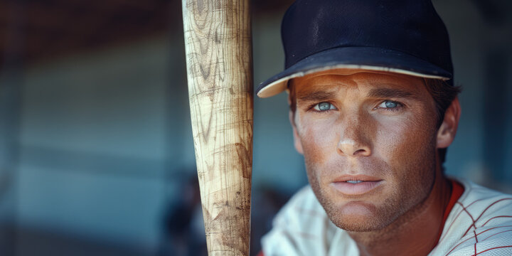 Generative AI, Baseball player close up portrait in the style of 80s
