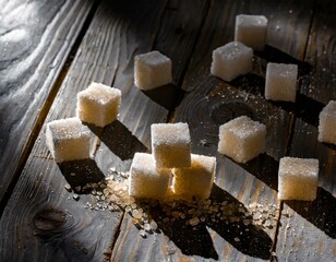 Gros plan de sucre blanc et brun